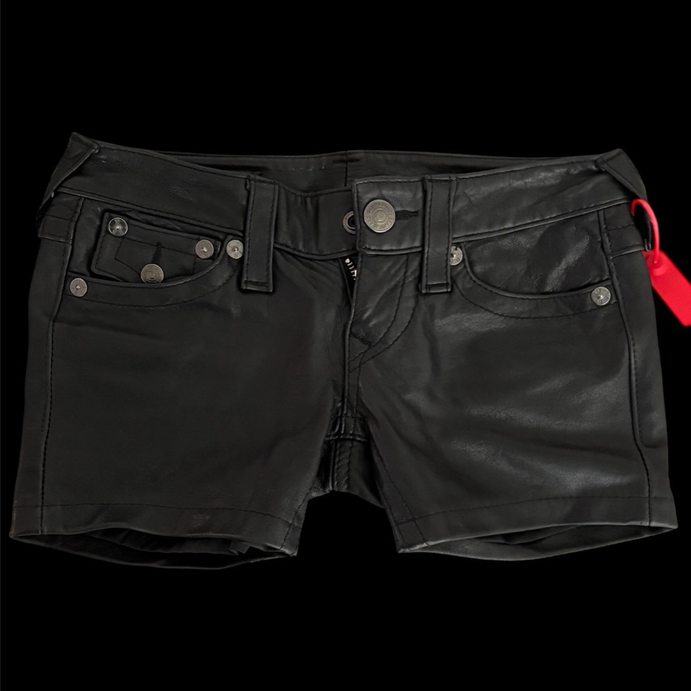 True religion leather shorts